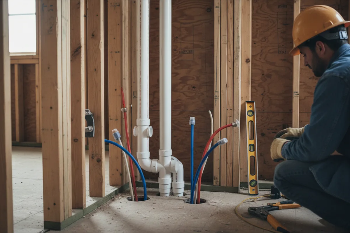 Drain and supply rough-in during Drain Cleaning in Duson